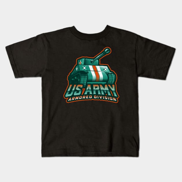 US Army Armored Division Tank Kids T-Shirt by Tip Top Tee's